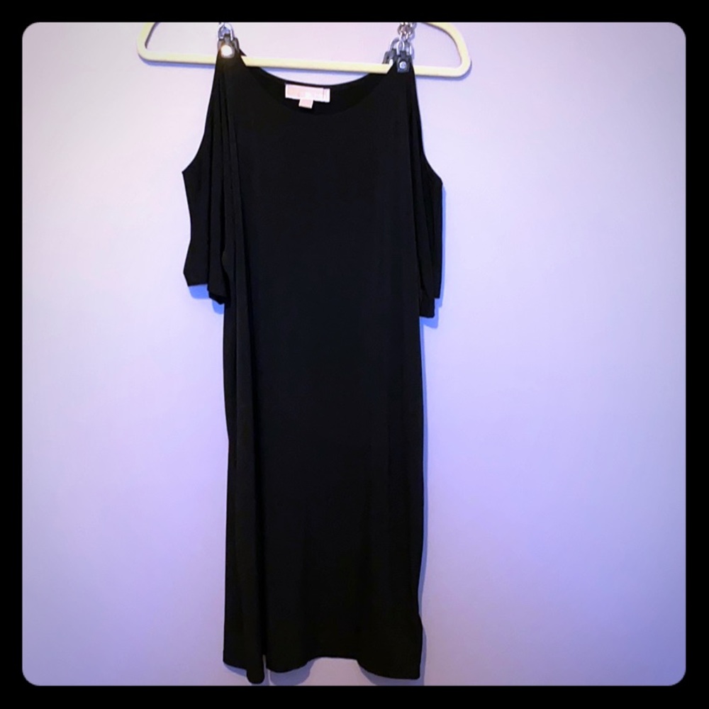 MK black cold shoulder dress